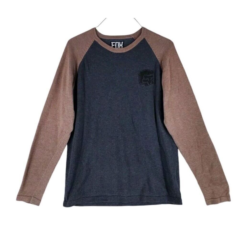 Fox Head Thermal Totality Sweater Mens M Brown Gray Heathered LS Crewneck